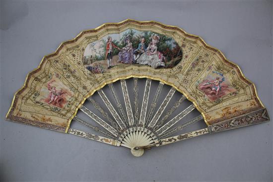 A 19th century French ivory fan,